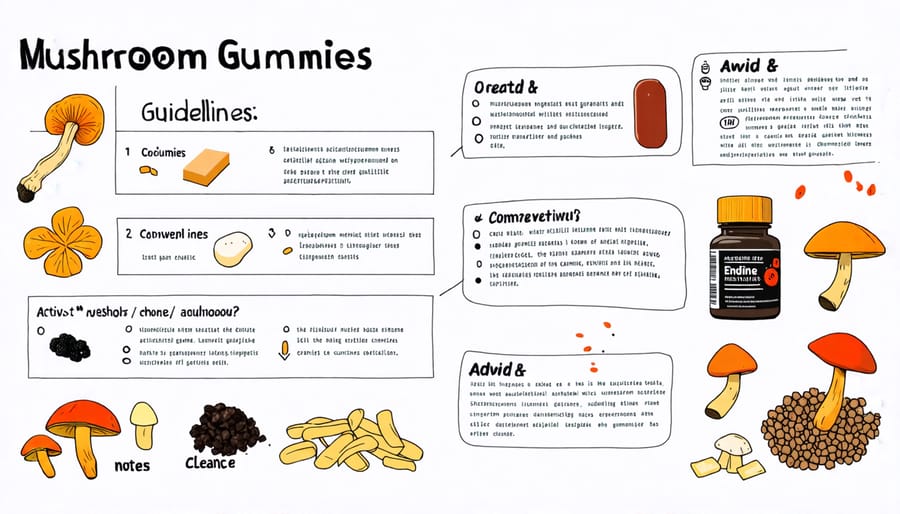 Detailed scientific diagram of active ingredients found in mushroom gummies